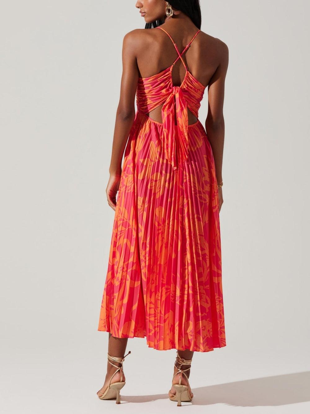 Lucia | Abito Midi Plissettato Elegante Stampa Floreale Chic Costiero
