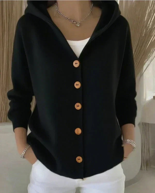 Marisse | Cardigan con cappuccio e bottoni