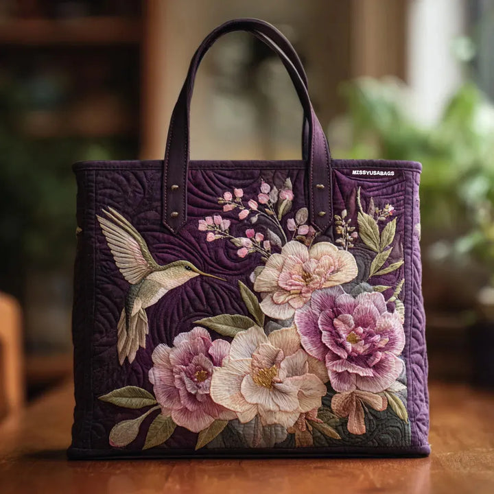 Borsa Artigianale Matelassé - Colibrì e Orchidee