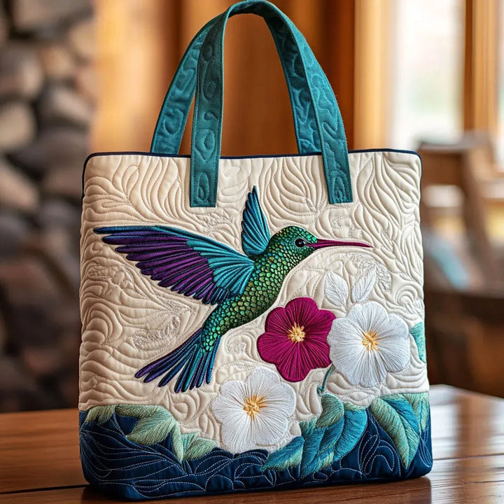 Sac Matelassé - Colibrì e Fiore Bianco