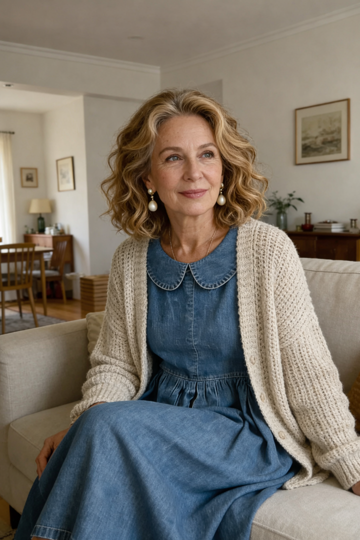 Lucia - Abito in denim con colletto Peter Pan