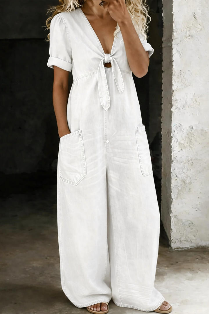 Sofia - Jumpsuit a maniche corte con scollo a V