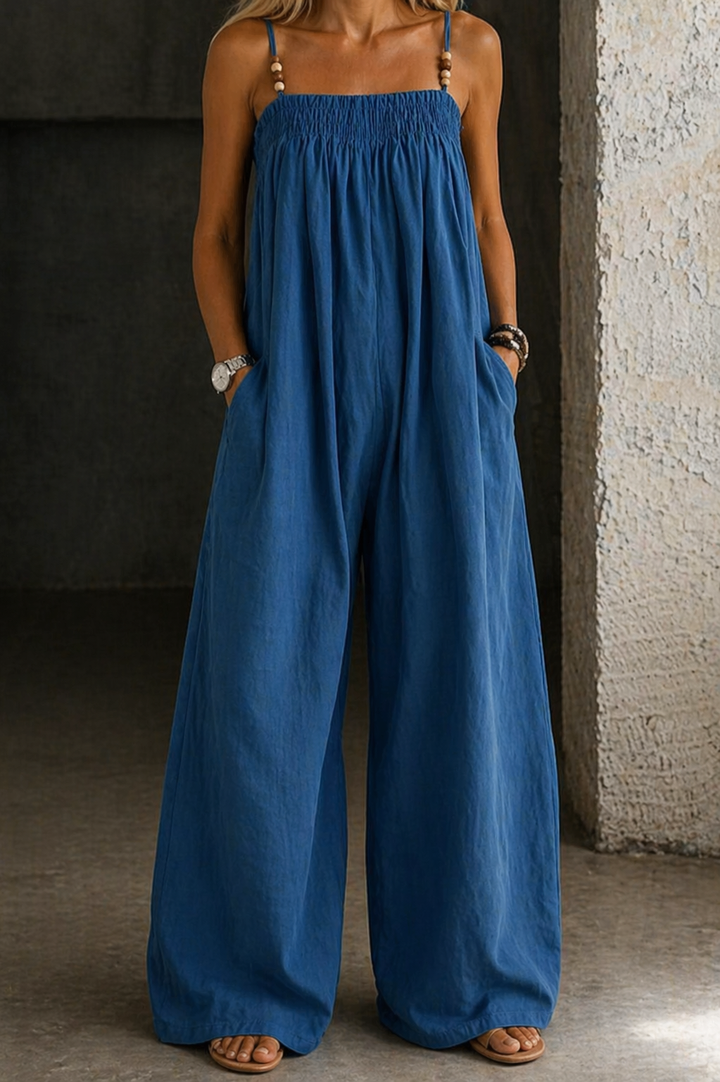 Nicole - Salopette in jeans a gamba larga