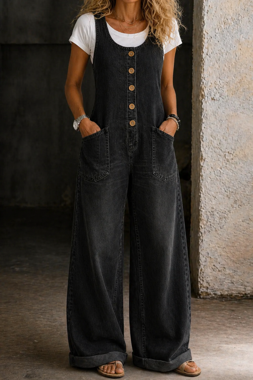 Irene - Salopette vintage in cotone lavato