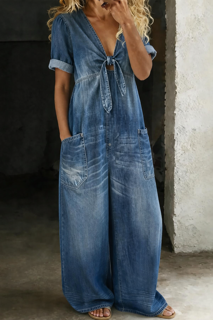 Sofia - Jumpsuit a maniche corte con scollo a V