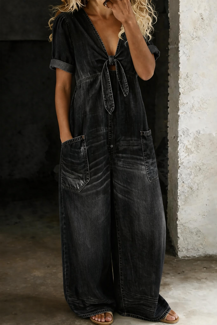 Sofia - Jumpsuit a maniche corte con scollo a V