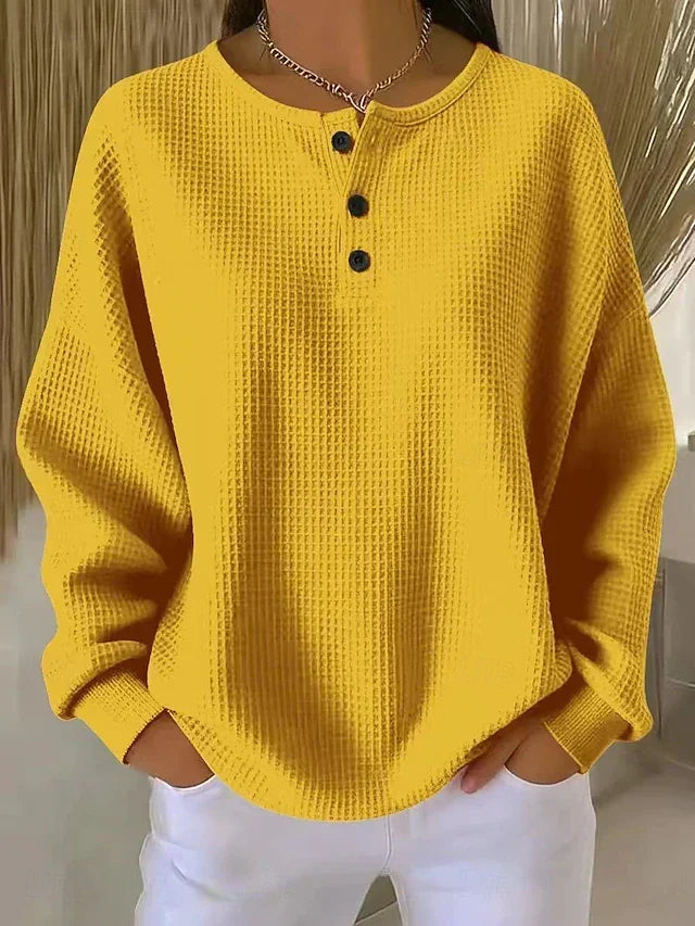 Aurelie | Maglione in maglia waffle con bottoni