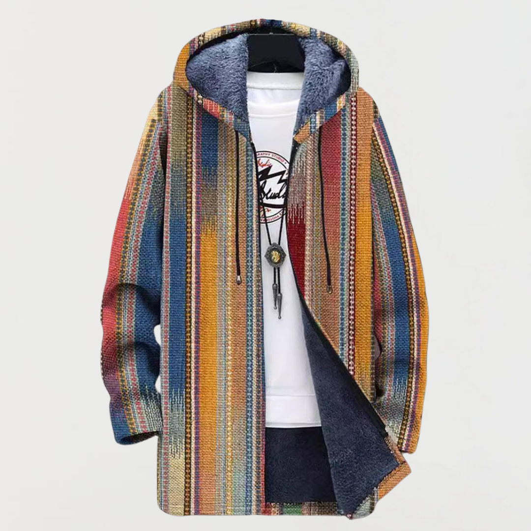 Nelli | Cardigan con cappuccio e righe verticali