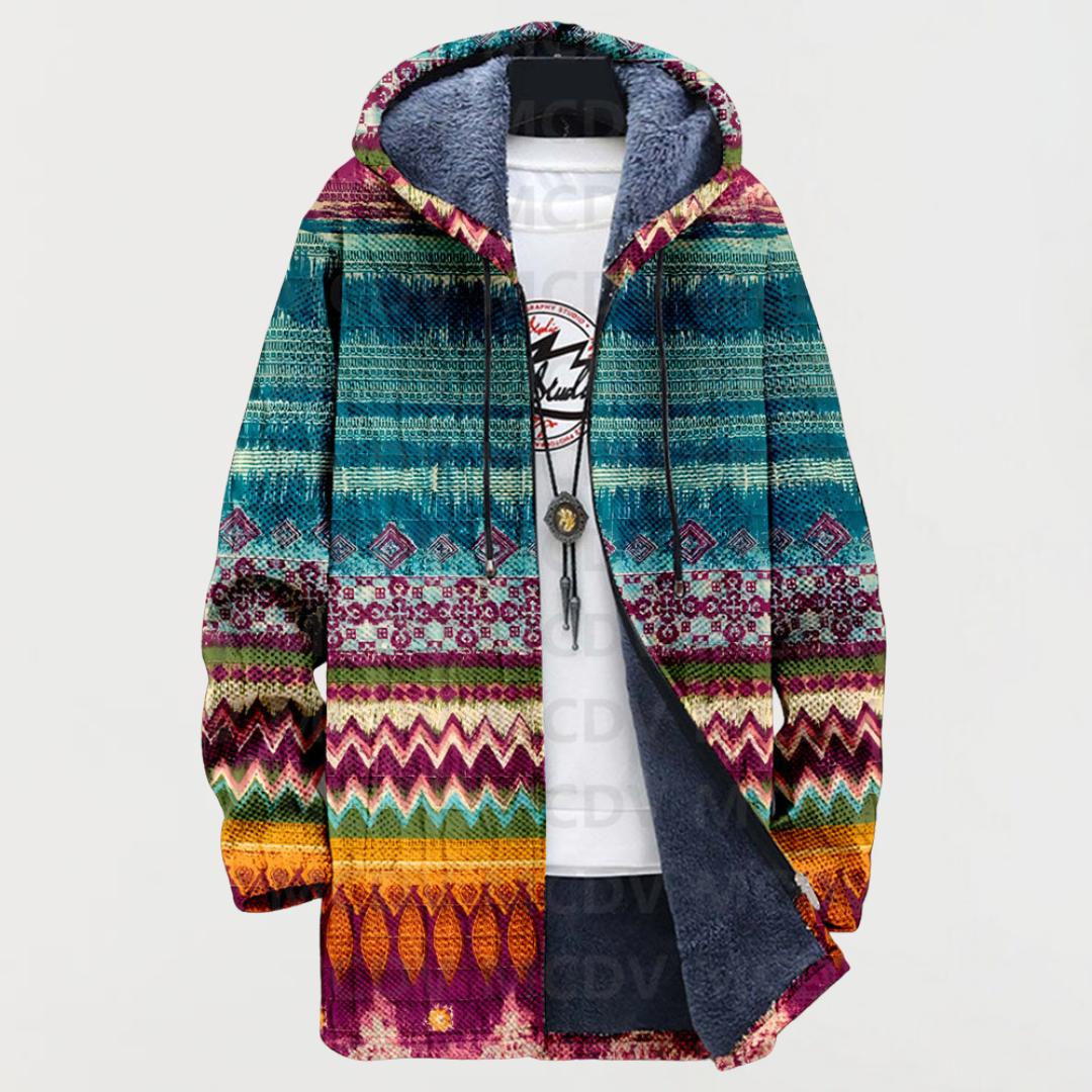 Lore | Cardigan con cappuccio e motivo etnico