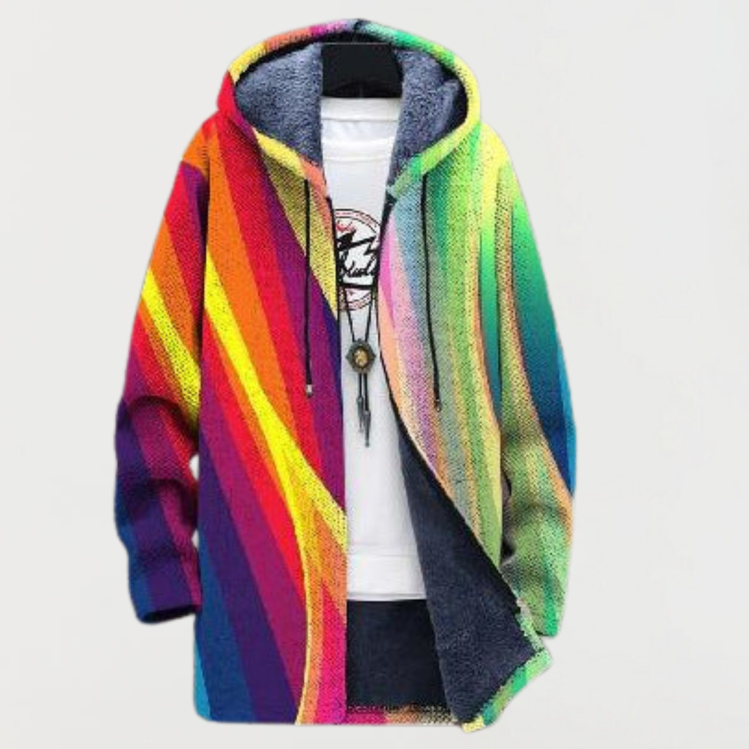 Antonia | Giacca con cappuccio a righe arcobaleno