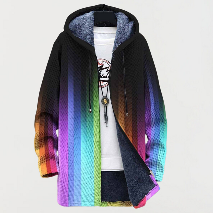 Ilka | Giacca con cappuccio nera con sfumatura arcobaleno
