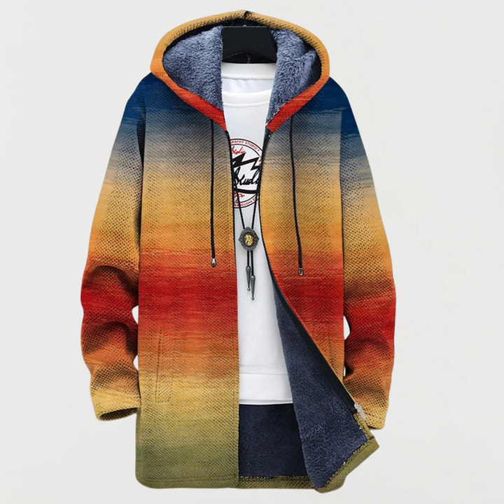 Elfrun | Cardigan con cappuccio e sfumatura tramonto