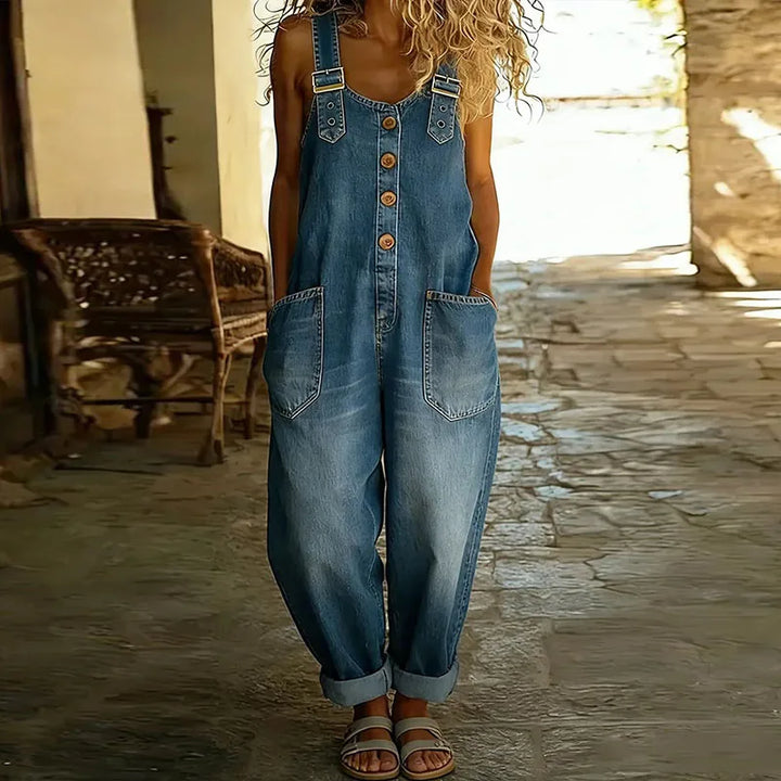 Angelica - Salopette vintage in morbido cotone effetto denim