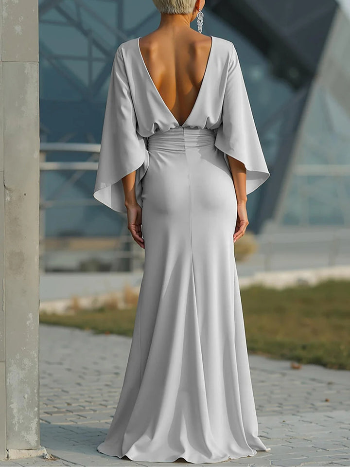 Claudia | Abito elegante con scollatura a V, senza maniche e schiena scoperta