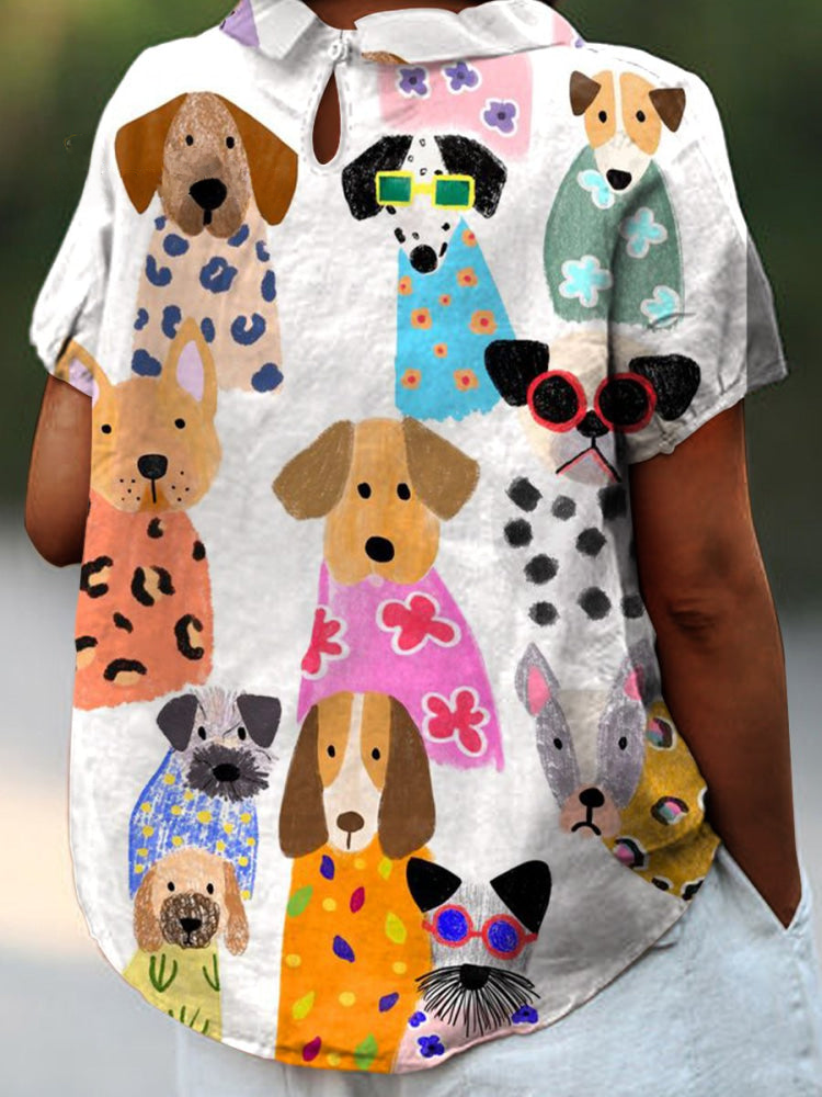 Costanza | Camicia con Stampa di Cani