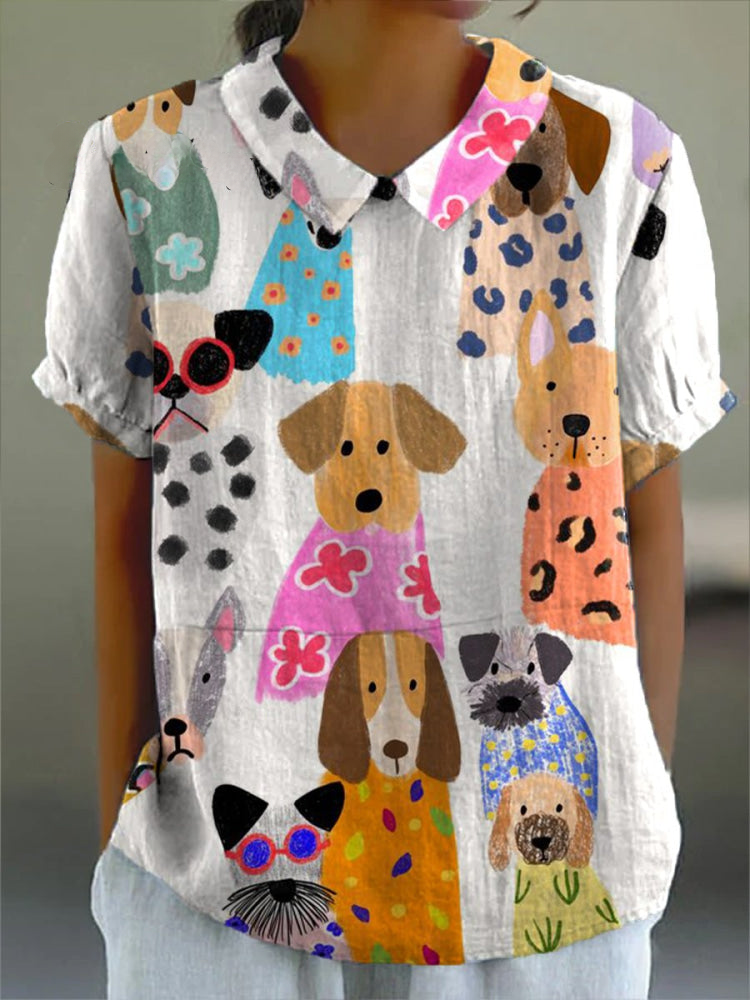Costanza | Camicia con Stampa di Cani