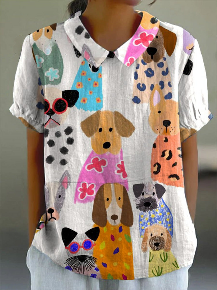 Costanza | Camicia con Stampa di Cani