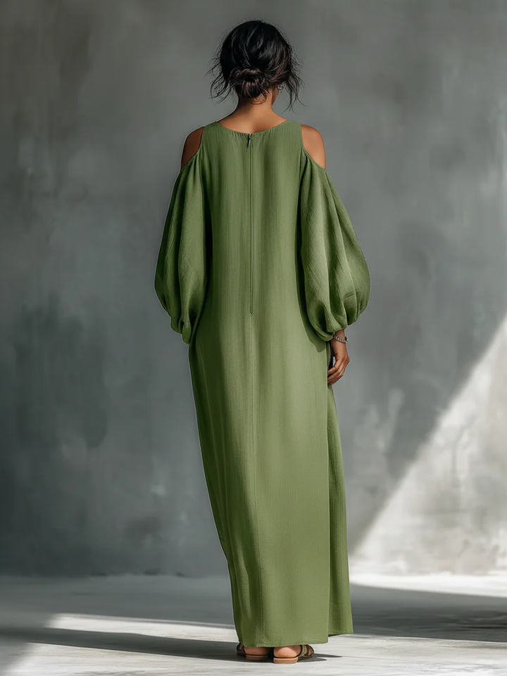 Eleonora | Abito Maxi con Maniche a Sbuffo Verde