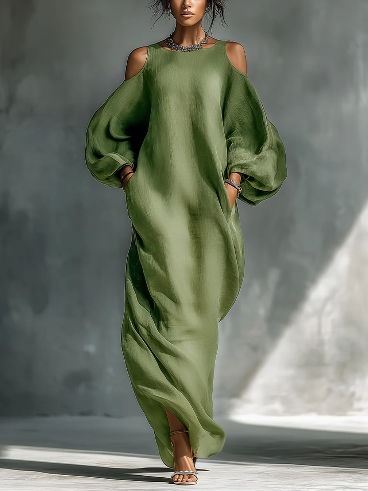 Eleonora | Abito Maxi con Maniche a Sbuffo Verde