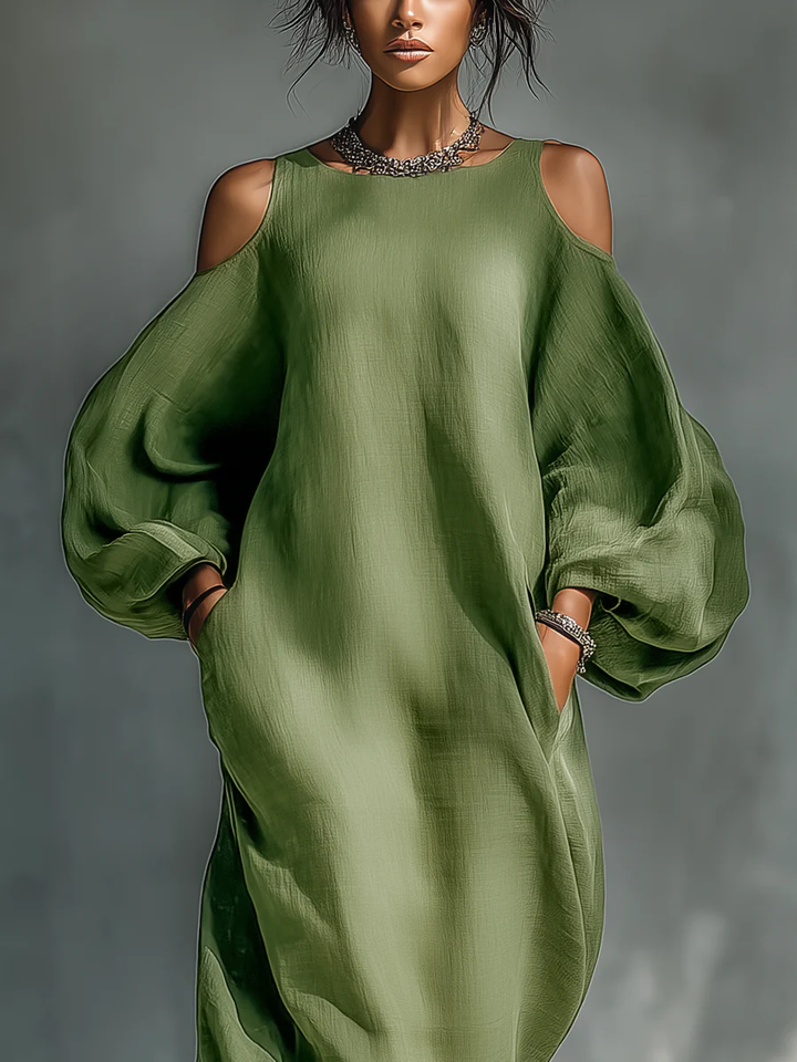 Eleonora | Abito Maxi con Maniche a Sbuffo Verde