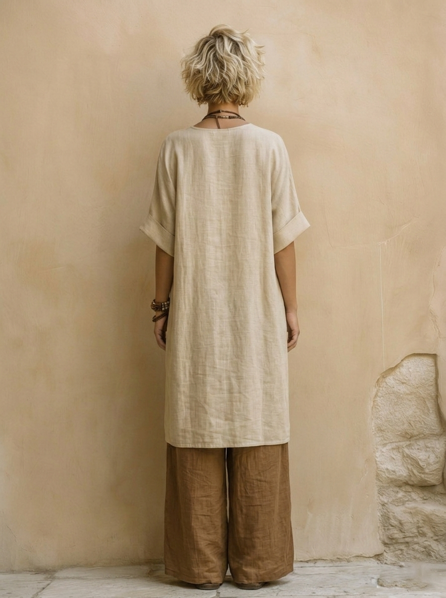Matilde | Set di tre pezzi in grigio scuro e marrone con stampa tribale