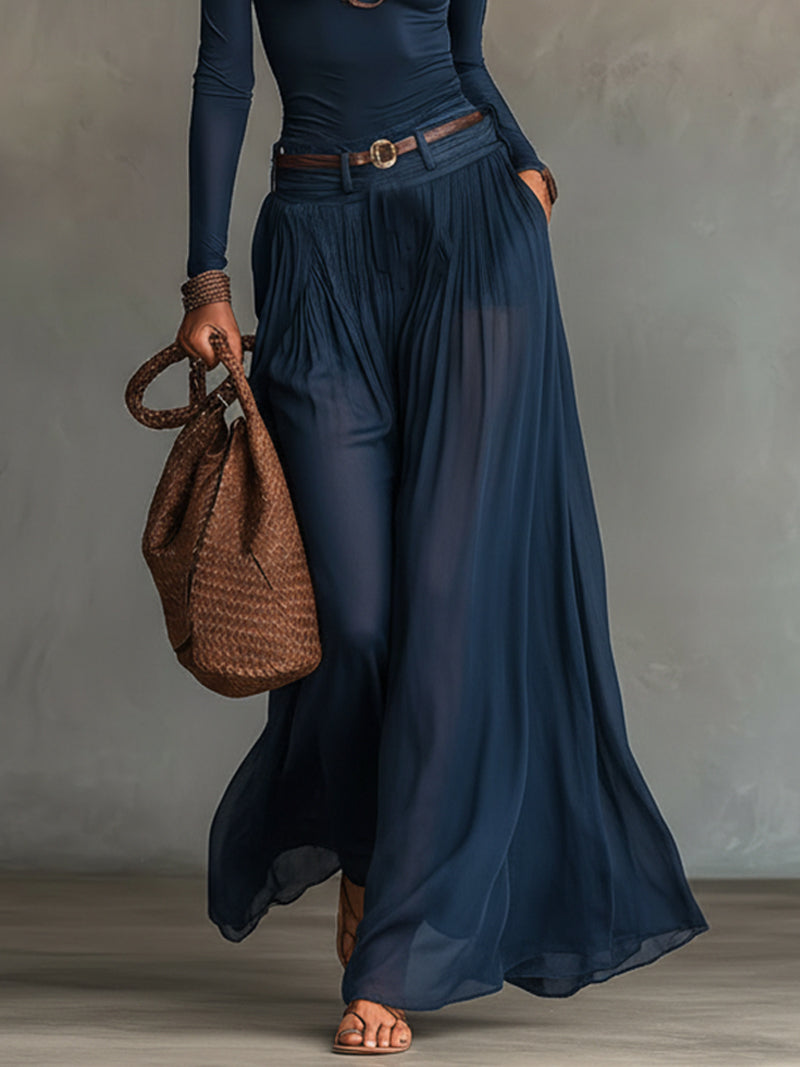 Maria | Top a Spalla Scoperta e Gonna Blu Marino