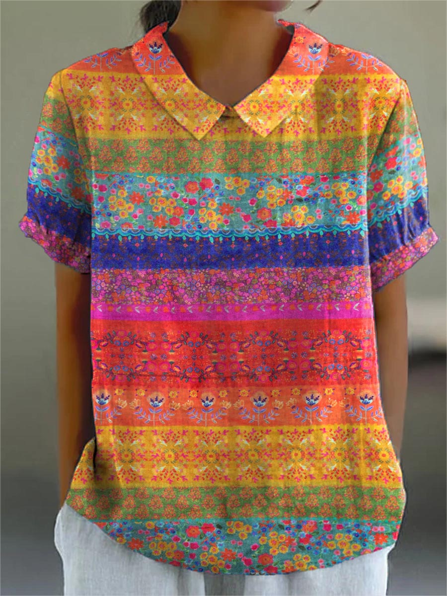 Eleonora | Camicia a Strisce Floreali