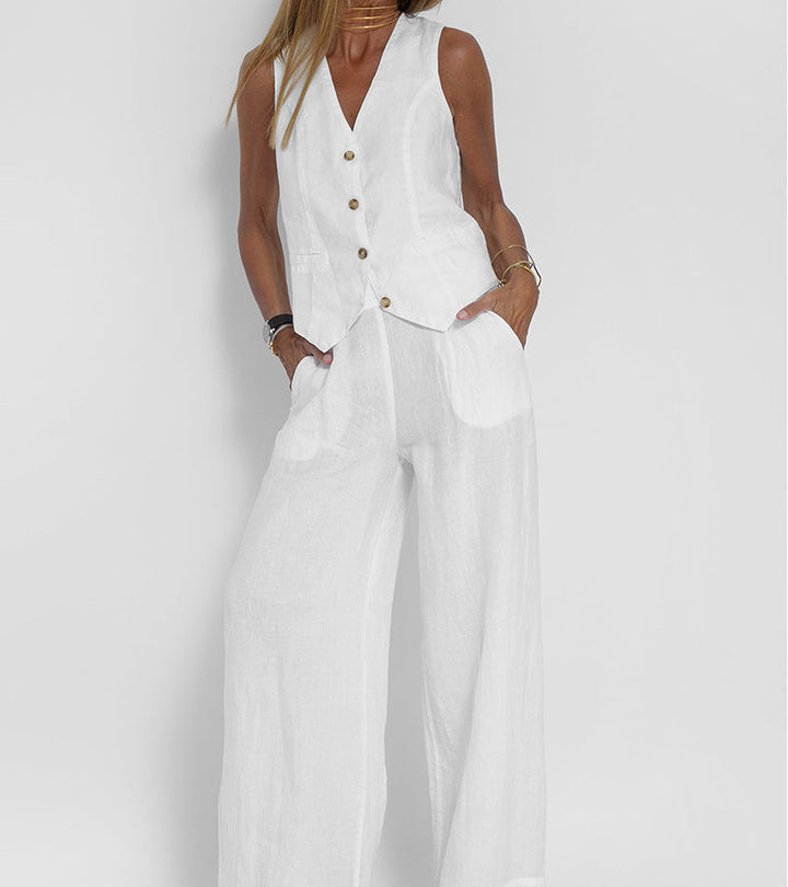 Daniela | Completo Gilet Bottonato & Pantalone Largo