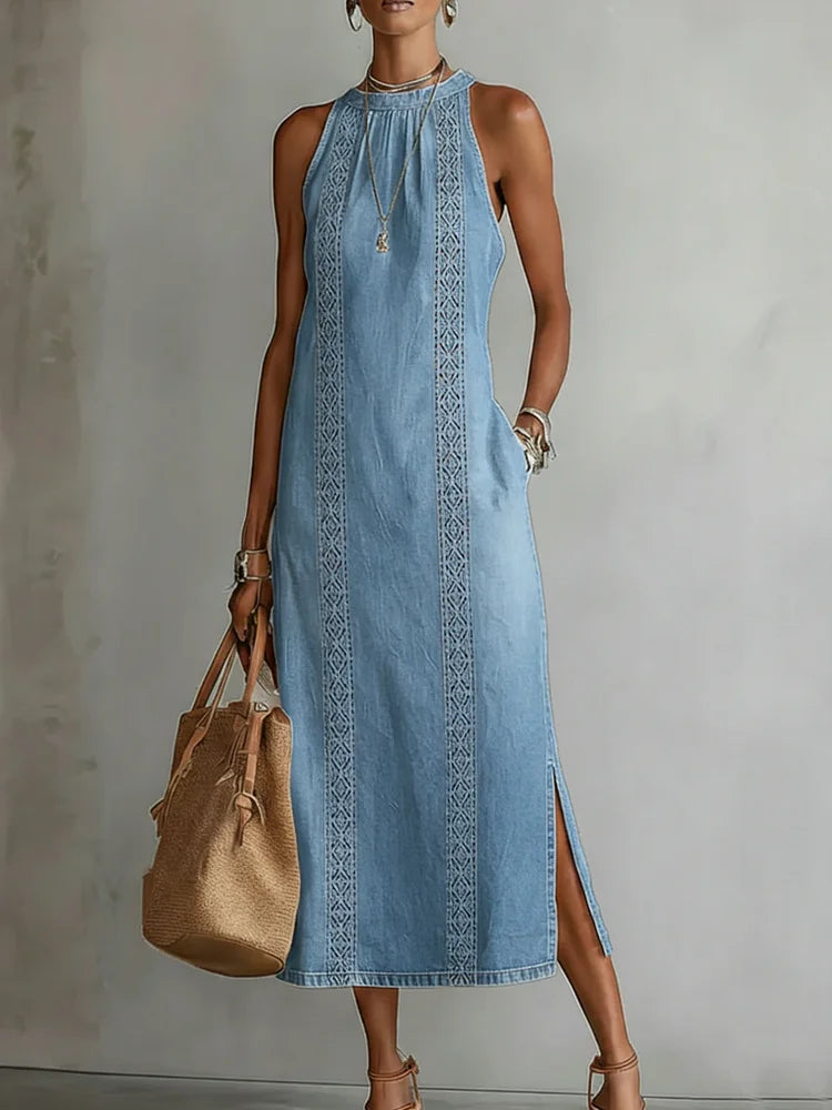 Cristina - Abito in denim con pizzo rétro