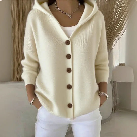 Marisse | Cardigan con cappuccio e bottoni