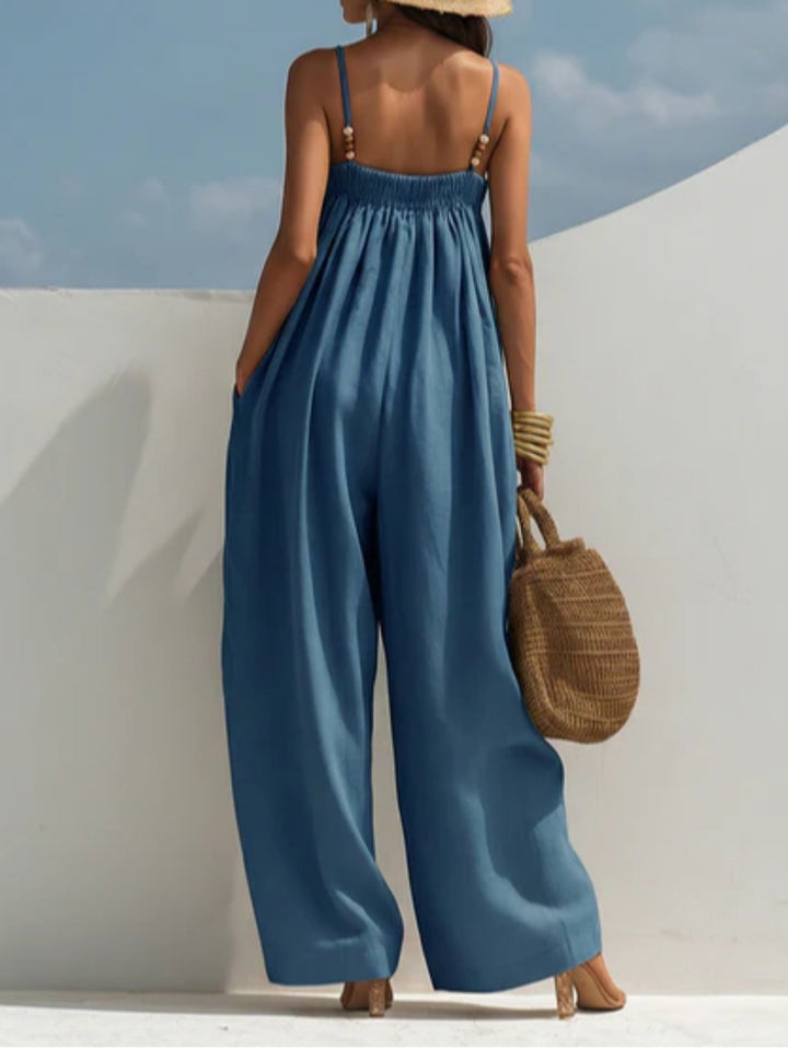 Nicole - Salopette in jeans a gamba larga