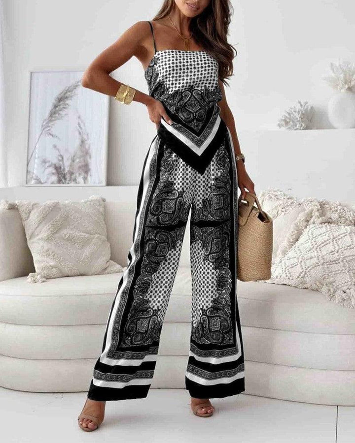 Diana | Set di due pezzi elegante con top a lacci e pantaloni pronti per le vacanze