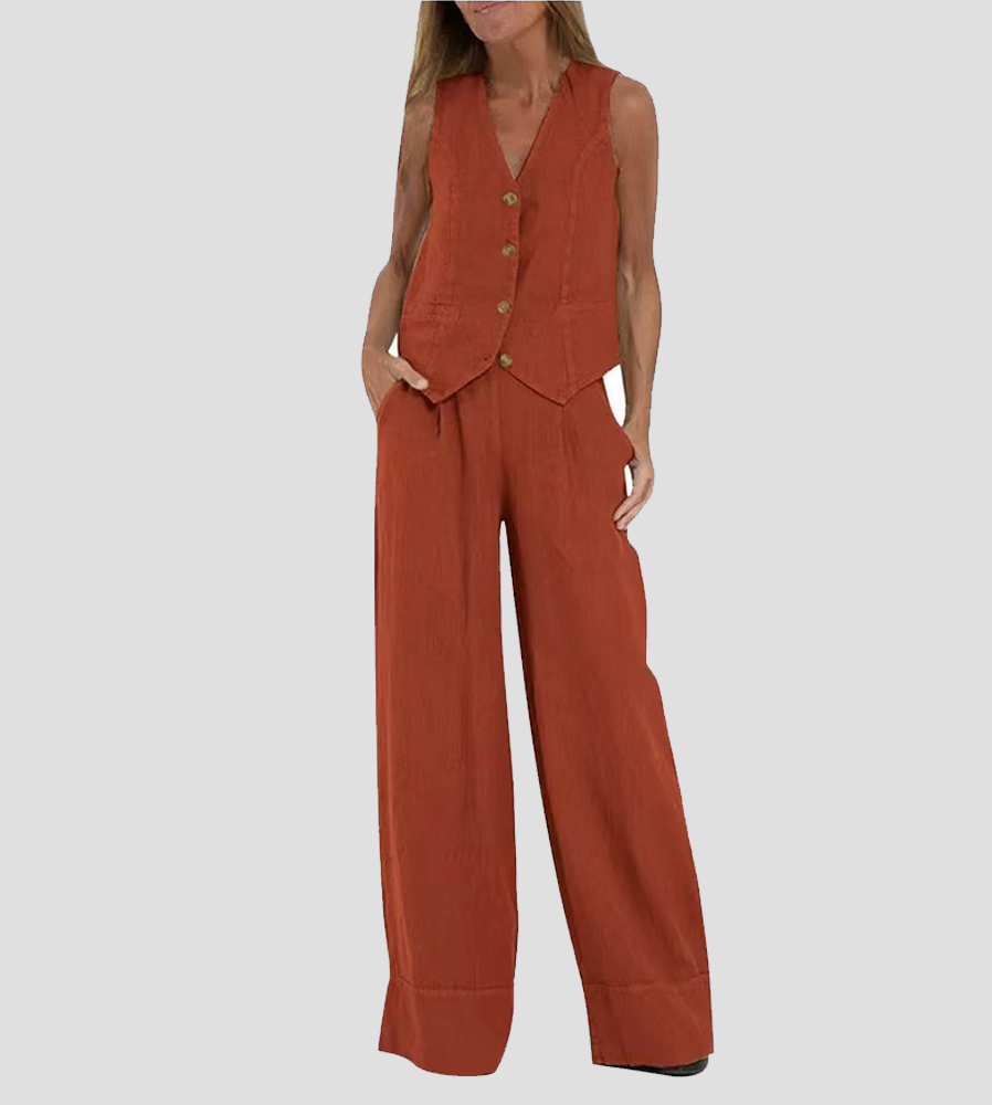 Daniela | Completo Gilet Bottonato & Pantalone Largo