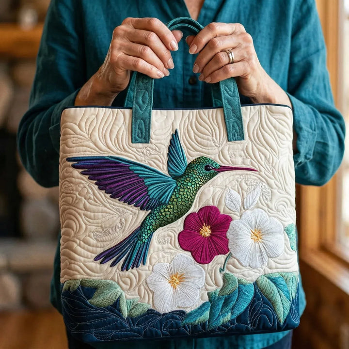 Sac Matelassé - Colibrì e Fiore Bianco
