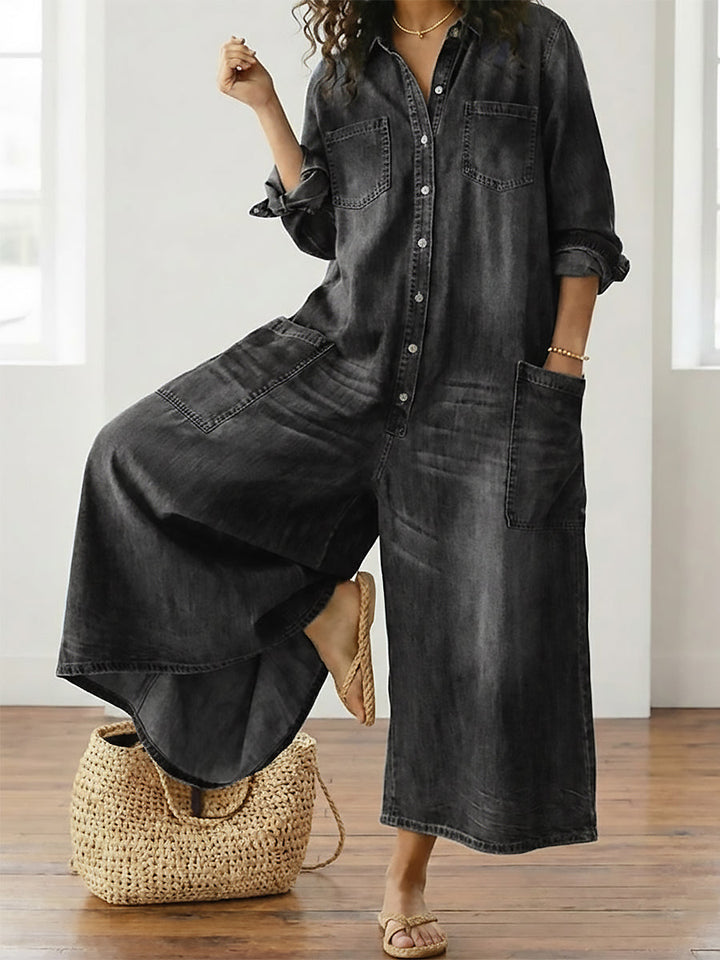 Rebecca - Salopette in denim di cotone