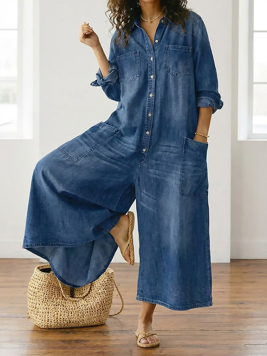 Rebecca - Salopette in denim di cotone