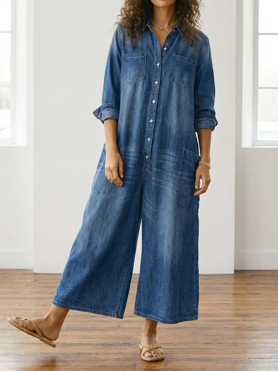 Rebecca - Salopette in denim di cotone