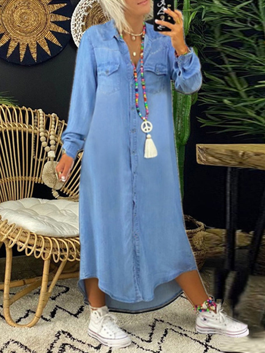 Greta - Abito chemisier elegante e casual in denim