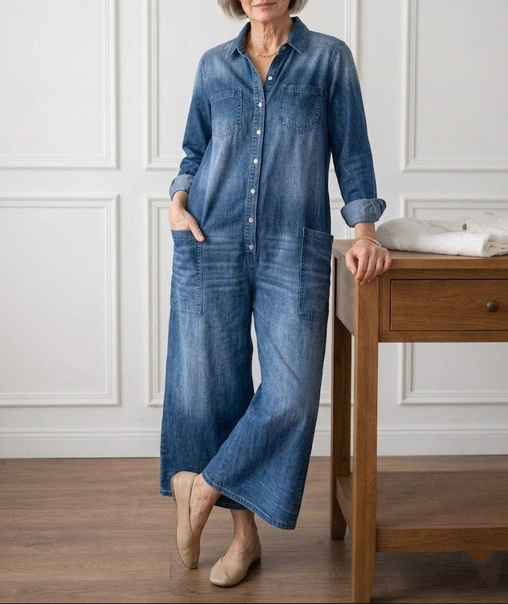 Rebecca - Salopette in denim di cotone